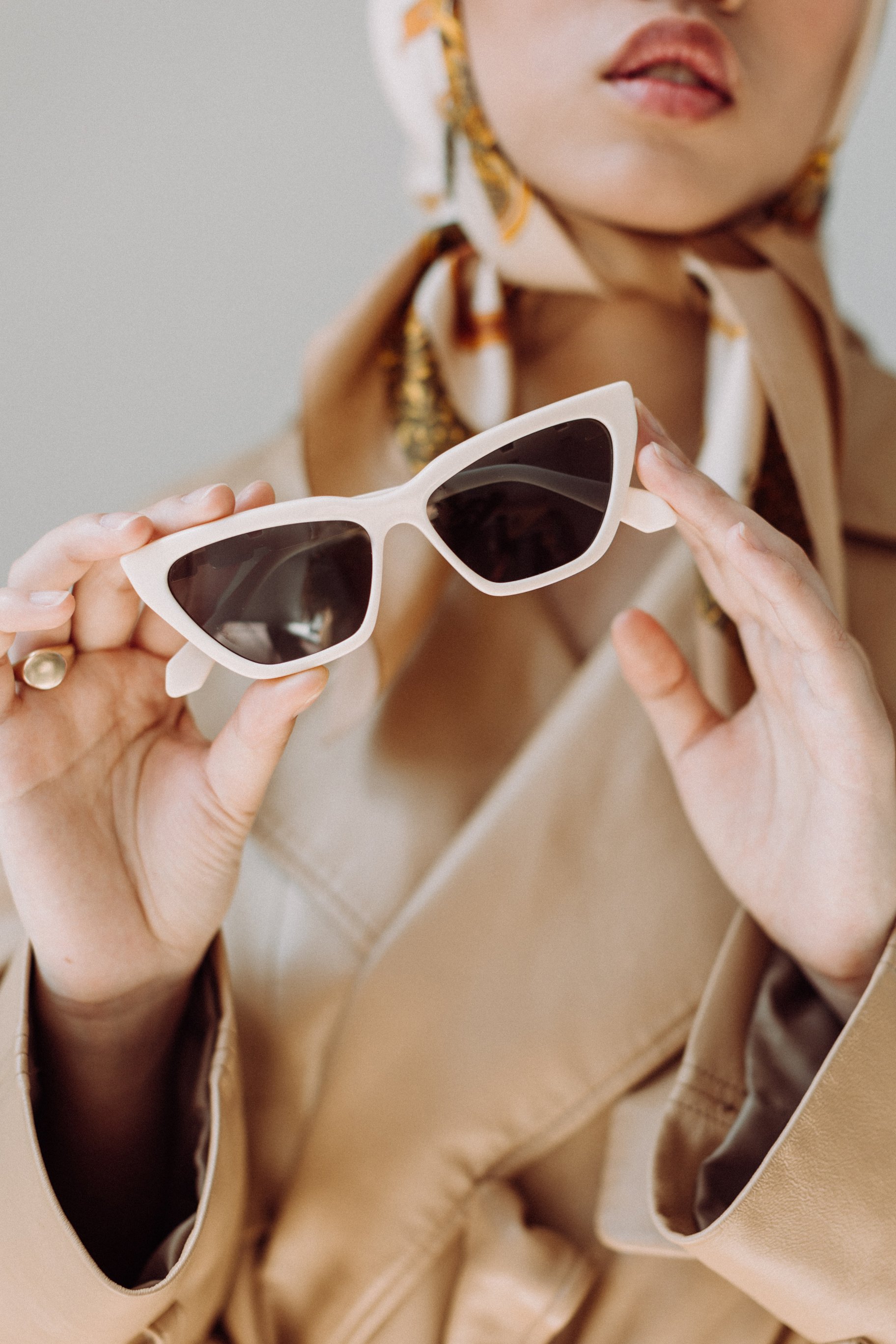 Stylish Woman in Scarf and Sunglasses