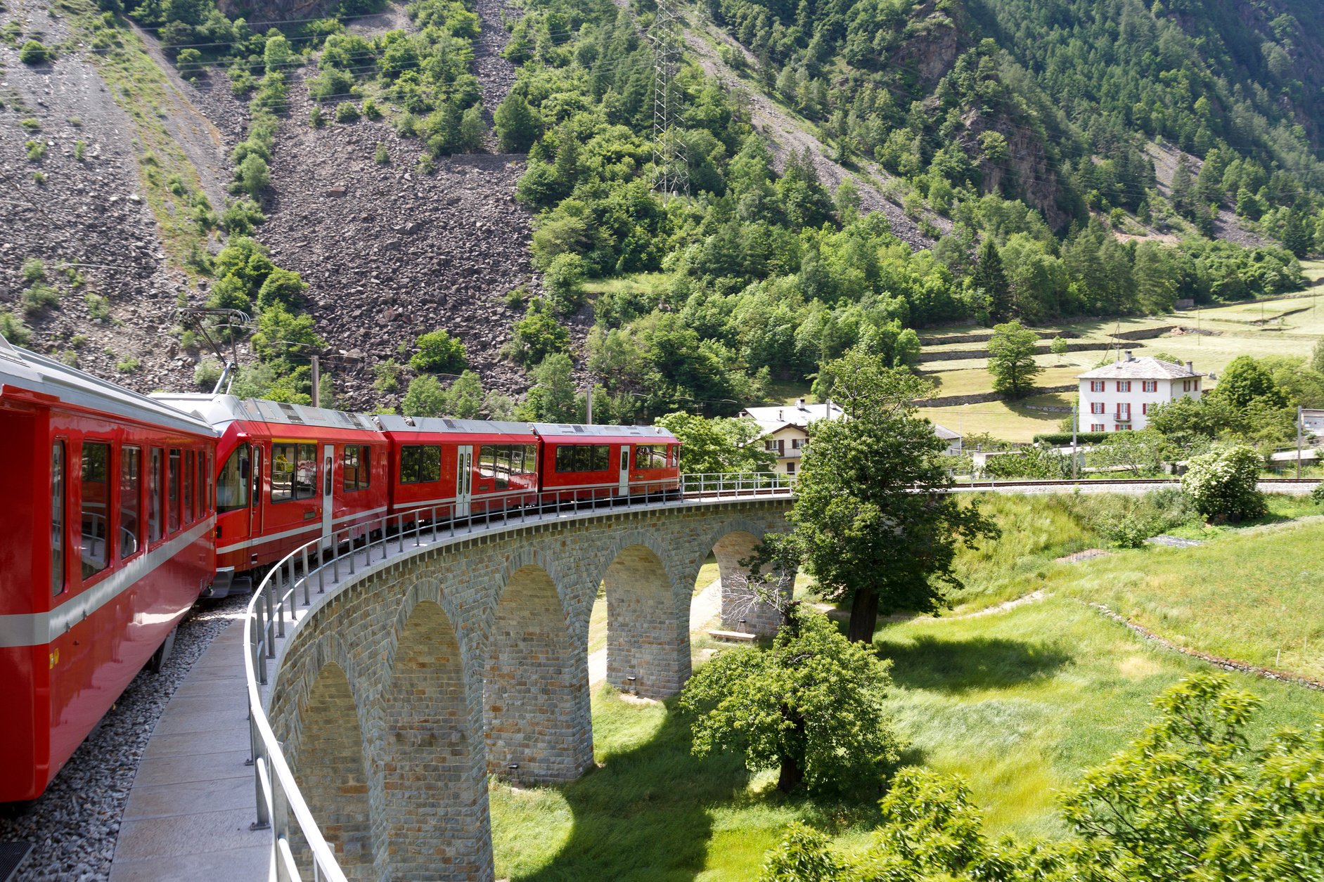 Swiss mountain train Bernina Express