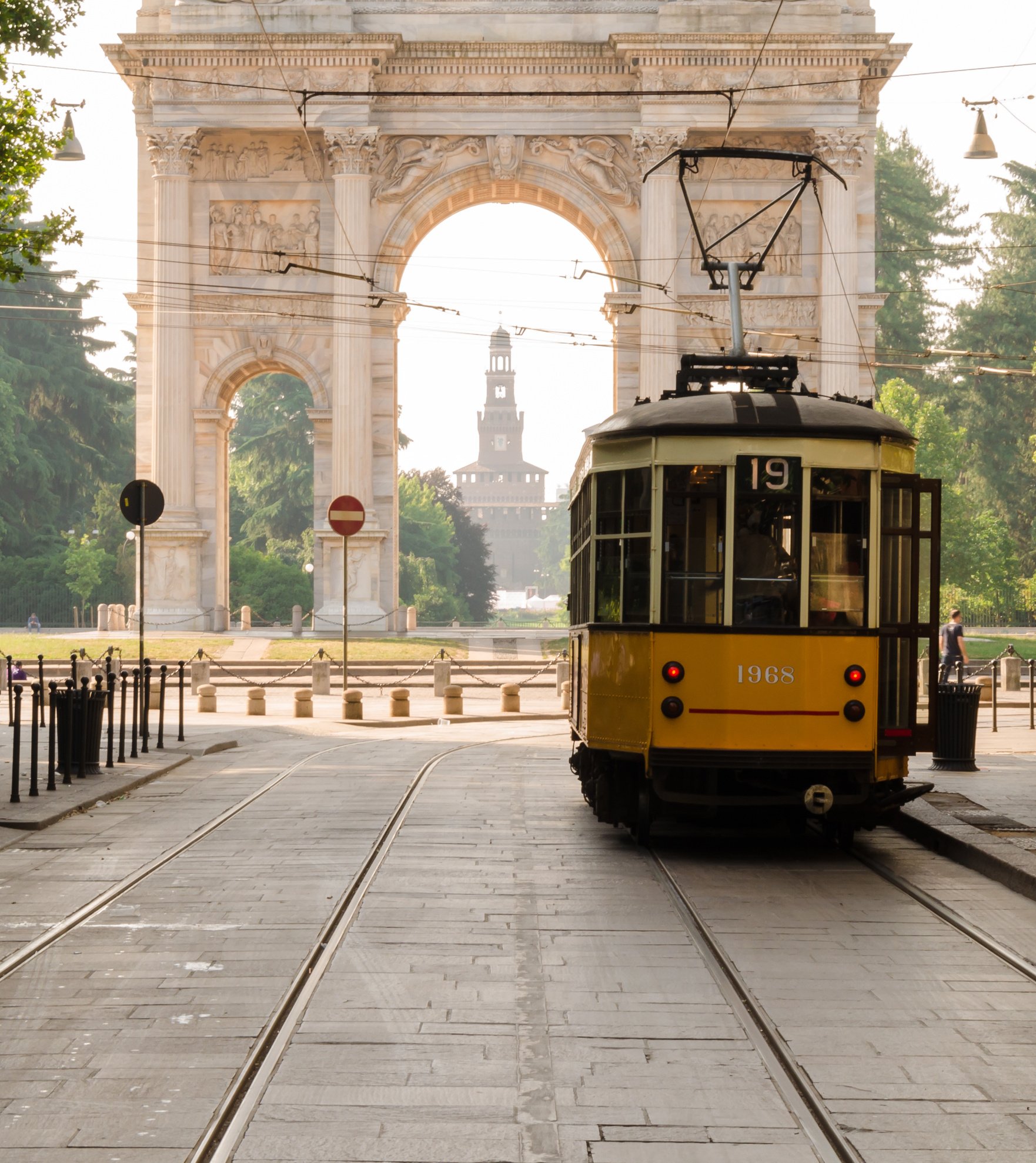 old-fashioned tram in milan